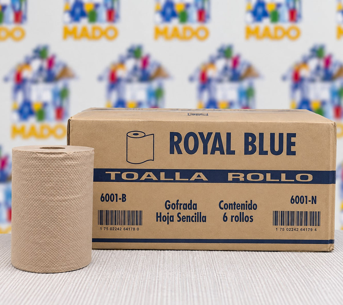 CAJA DE TOALLA ROLLO NATURAL ROYAL BLUE 6PZ