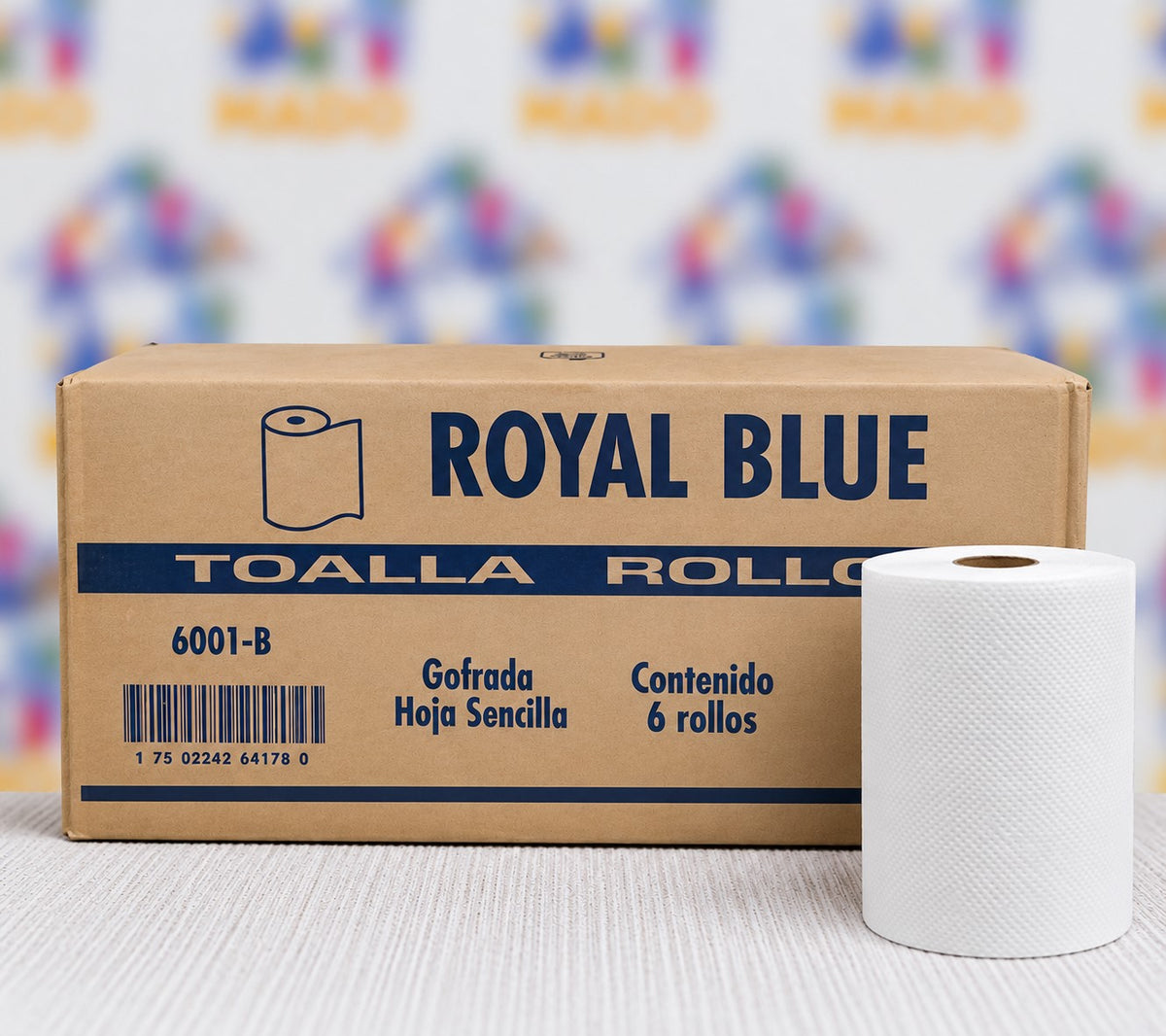 CAJA DE TOALLA ROLLO BLANCO ROYAL BLUE 6PZ