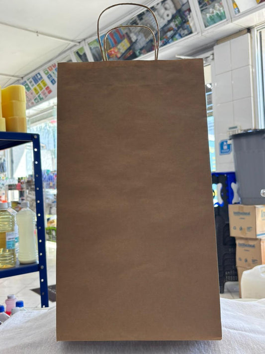 BOLSA KRAFT CON ASA GRANDE DOCENA