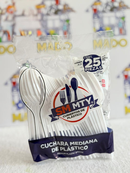 CUCHARA MEDIANA DESECHABLE 25 PIEZAS