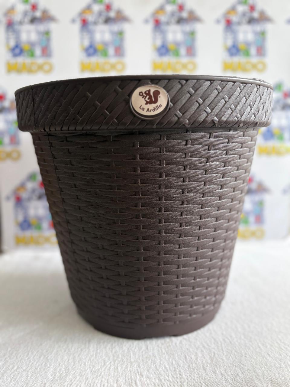 MACETA RATTAN REDONDA CHOCOLATE