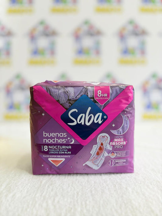 TOALLAS FEM. SABA NOCTURNAS 8PZ
