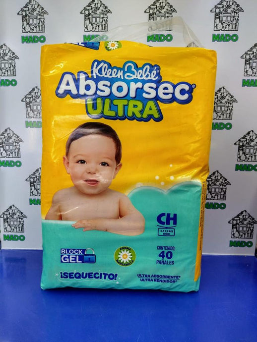 PAÑALES ABSORSEC ULTRA CHICOS  40 PZA