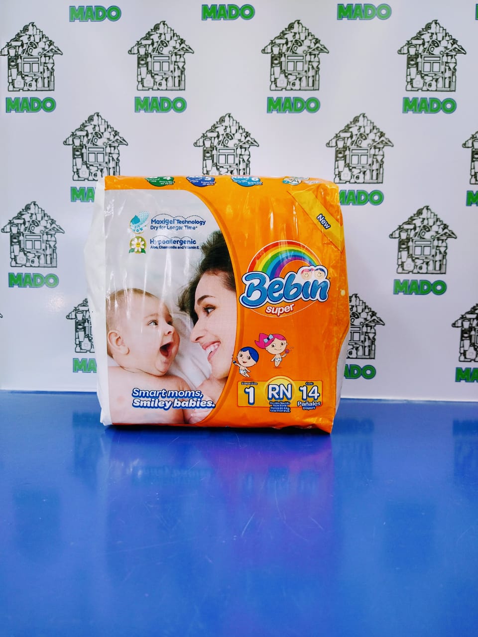 PAÑALES BEBIN RECIEN NACIDO 14 PZA