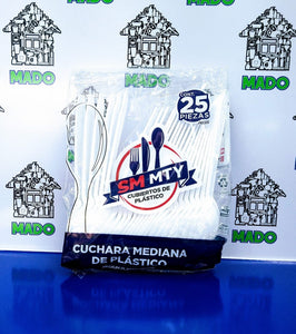 CUCHARA MEDIANA DESECHABLE 25 PIEZAS