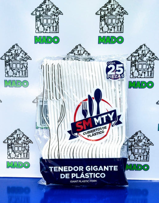 TENEDOR MEDIANO DE PLASTICO 25 PZAS